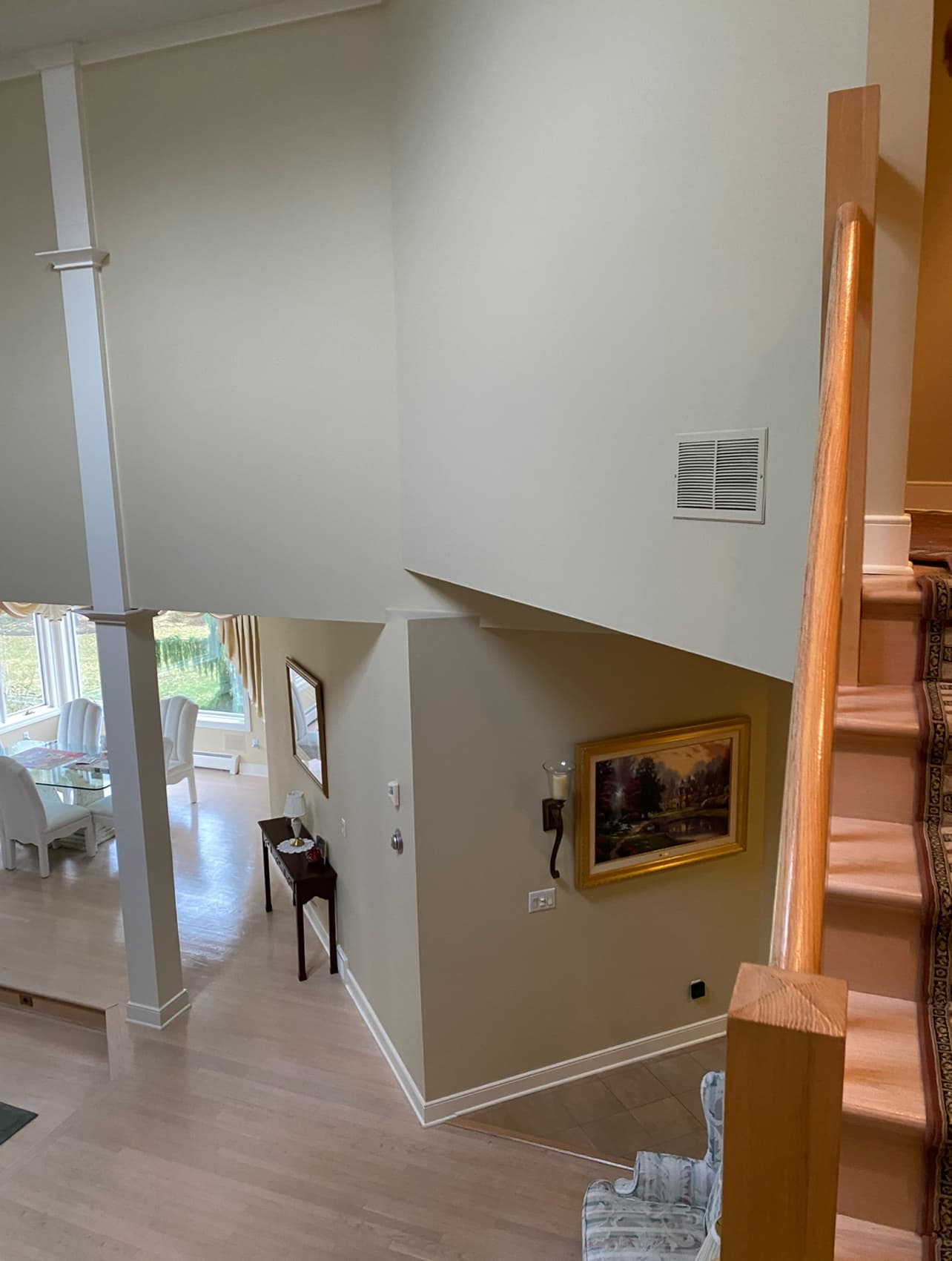 Open stairwell with fresh paint and pristine finish